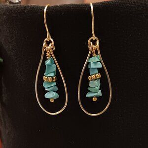 2 for $12 -Pretty oval hoop chip bead earrings